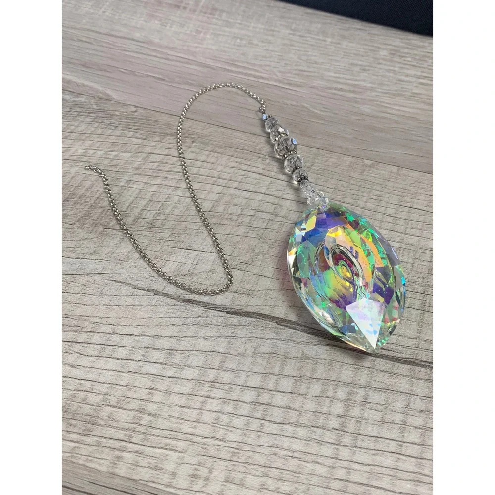 Aurora Borealis AB Crystal Suncatcher Large Marquise Prism Rainbow Maker 3152